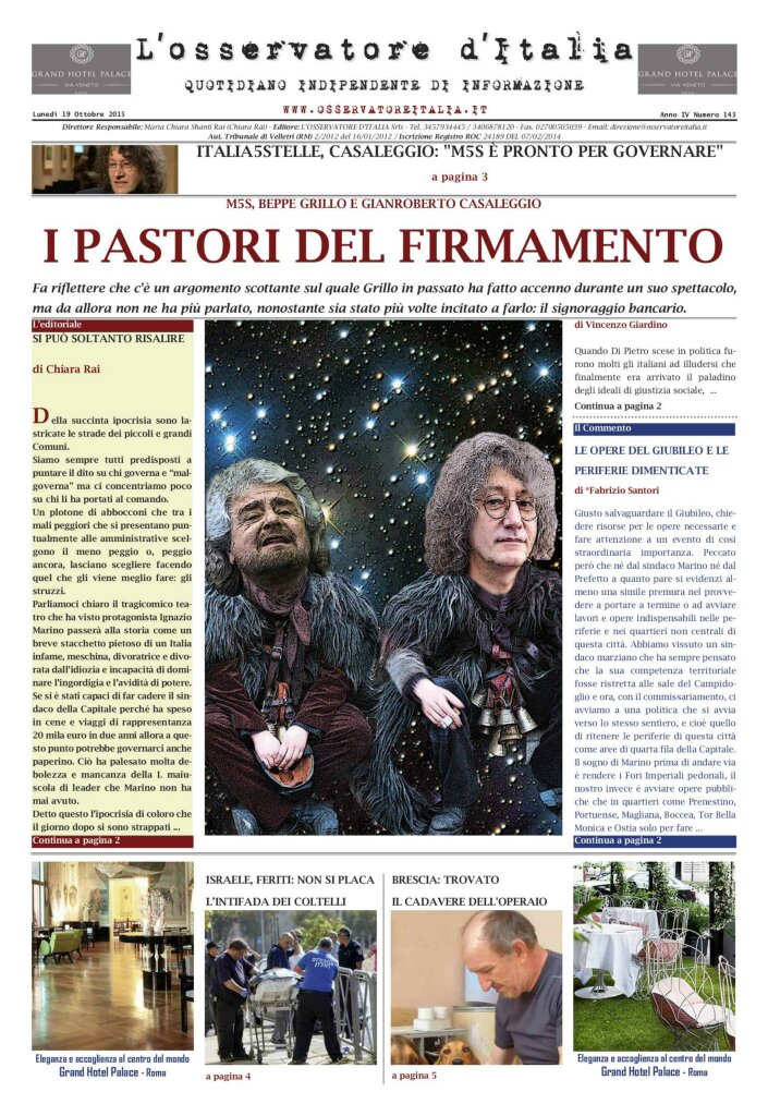 L'osservatore d'Italia edizione del 19 Ottobre 2015